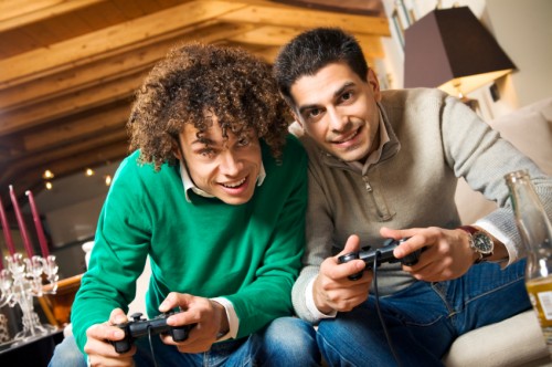 Friends playing video games