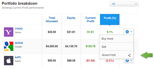 Portfolio tab