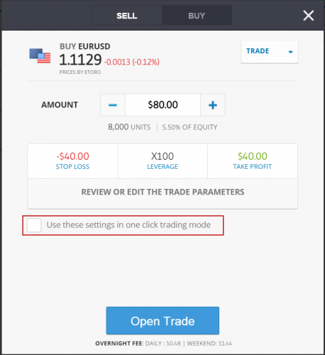 OCT open trade