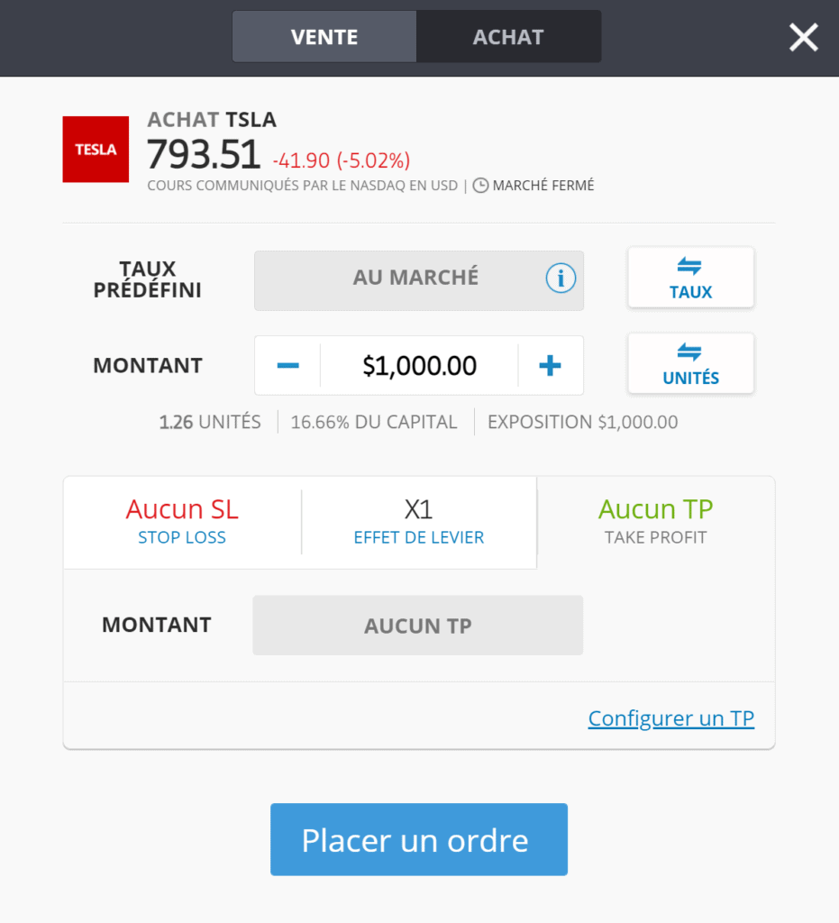 Achat d’actions sans effet de levier