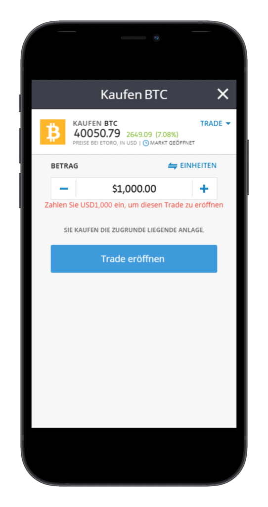 Bitcoin bei eToro kaufen geht am Smartphone ganz mobil